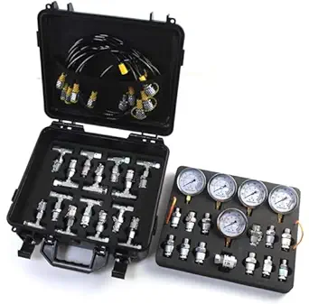 sinocmp hydraulic pressure test kit with 5 gauges 5 test hoses 13 couplings 14 tee connectors hydraulic test