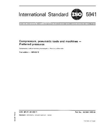 iso 5941 1979 compressors pneumatic tools and machines preferred pressures 1st edition international