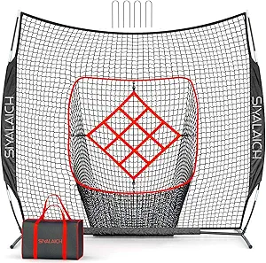 7 x 7 ft baseball and softball hitting net pitching swing practice net with 9 hole target hole strike zone