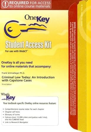 onekey premium webct student access kit criminal law today 3rd edition robert j mutchnick 0131883461,