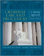 criminal law and procedure for the paralegal   text only 3th edition james w h mccord b004o9u7om