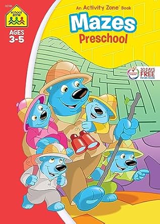 school zone mazes preschool workbook 32 pages pre k kindergarten maze puzzles colorful pictures ages 3 to 5