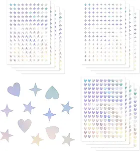1800 pcs holographic reward stickers mini heart self adhesive tiny star small heart foil stickers for kids