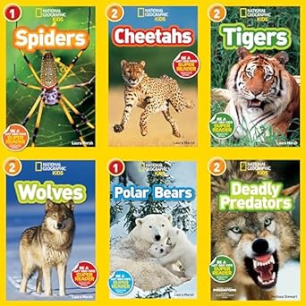 national geographic readers tigers cheetahs polar bears wolves spiders deadly predators 6 pack 1st edition