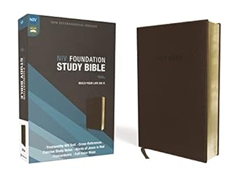 niv foundation study bible leathersoft brown red letter box lea edition zondervan 0310441870, 978-0310441878