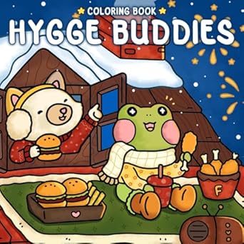 hygge buddies coloring book cute coloring pages for adults teens with simple and cute drawings of cozy