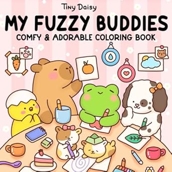 my fuzzy buddies coloring book for adults and kids with easy designs of super cute animal characters bold and