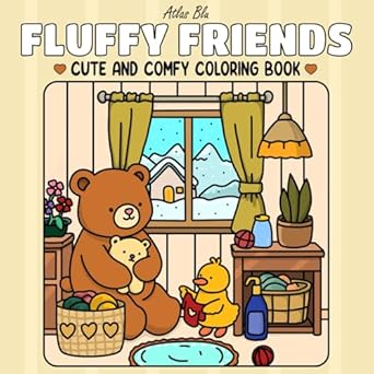 fluffy friends a coloring book for adults and teens with adorable animal characters and simple designs for
