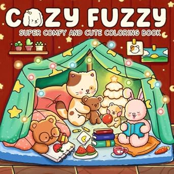 cozy fuzzy cute coloring book for adults and kids with easy designs of super adorable animal friends comfy