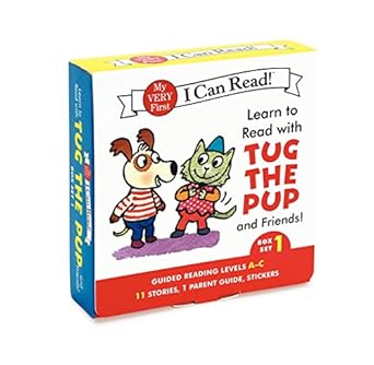 learn to read with tug the pup and friends box set 1 a box of 11 stories 1 parent guide and reward stickers