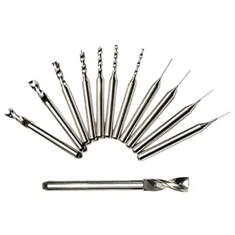 12pcs carbide mill bit sets solid end milling cutter drill bits pcb milling bits cnc router bits for cnc