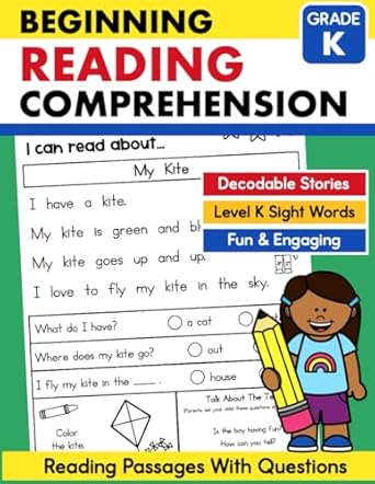beginning reading comprehension for kindergarten workbook sight words reading passages with comprehension