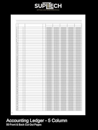 accounting ledger 5 column 100 8 5 x 11 white pages with black lines 1st edition suplitech office school