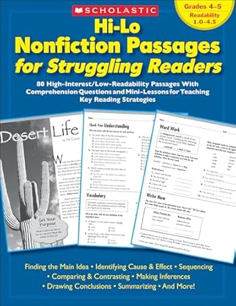 hi lo nonfiction passages for struggling readers grades 4 5 80 high interest/low readability passages with