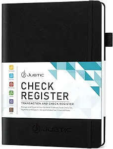 jubtic hardcover check registers for personal checkbook large accounting ledger for small business check