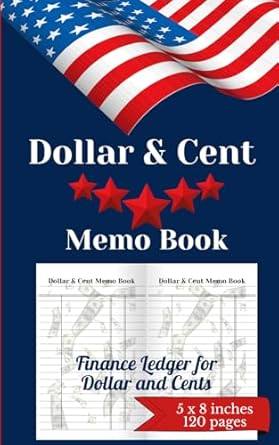 dollar and cent memo book general ledger mini cash book / personal finance ledger for dollars and cents /