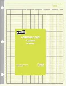 staples columnar books 100 pages 5 columns green 2/pack 1st edition  b0dnrr8vwx
