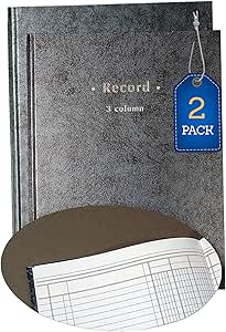 1intheoffice 3 column ledger book book keeping record book accounting ledger book 7 25 x 9 5 inch blue marble