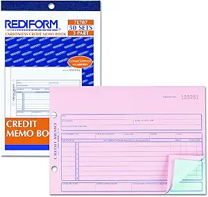 rediform credit memo book three part carbonless 5 5 x 7 88 50 forms total 1st edition  b001e69aim