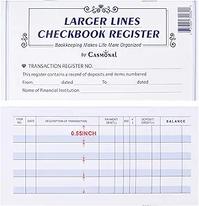 larger lines 20 pack checkbook register check registers for personal use blank ledger transaction registers