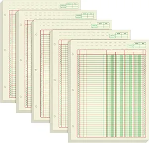 fulmoon 5 pack 250 sheets ledger paper accounting columnar pads 3 hole analysis accounting ledger book for