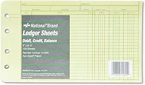 national brand products national brand extra sheets for 4 ring ledger binder 8 1/2 x 5 1/2 100/pack sold as 1