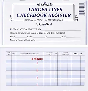 larger lines 20 pack checkbook register check registers for personal use blank ledger transaction registers