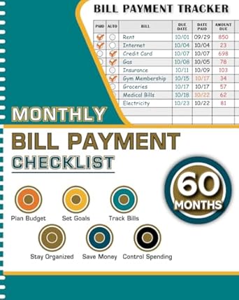 monthly bill payment checklist bill tracker notebook and organizer budget planner for financial clarity 1st