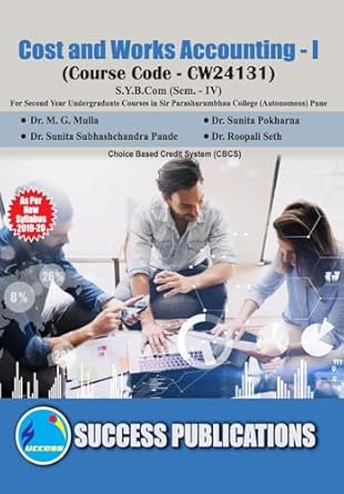 cost and works accounting 1st edition dr dr sunita pokharna m g mulla 8196251947, 978-8196251949