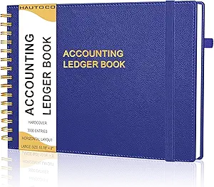hautoco hardcover accounting ledger book for small business bookkeeping horizontal money expense tracker