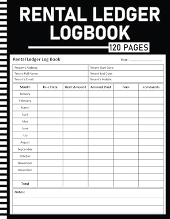 rental ledger log book track rent payments and tenant records for landlord and property manager 1st edition