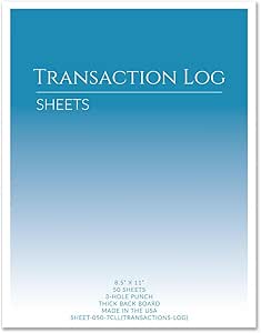 bookfactory transaction sheets/transactions paper/ledger loose sheets of paper/register 50 sheets of paper 8