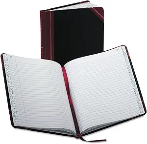 boorum and pease 38150r record/account book record rule black/red 150 pages 9 5/8 x 7 5/8 1st edition boorum