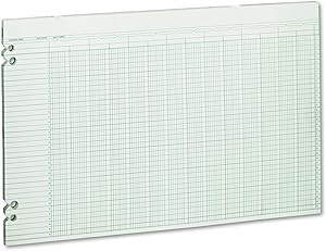 wilson jones green columnar ruled ledger paper double page format 24 columns and 36 lines per page 11 x 17
