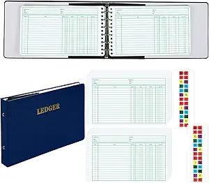 ring ledger binder with 200 pcs 5 x8 5 ledger sheets small index tabs for bookkeeping accounting business