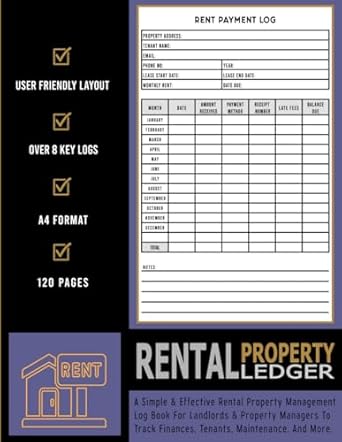 rental property ledger book rental income and expenses tracker landlord organization template property