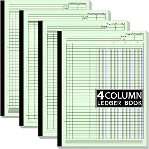 4 set ledger books for bookkeeping 8 5 x 11 inch log books accounting columnar pad account record book for