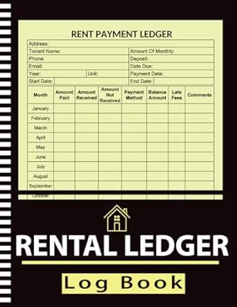 rental ledger log book keep track and record rent payment for landlord and property manager 1st edition demy