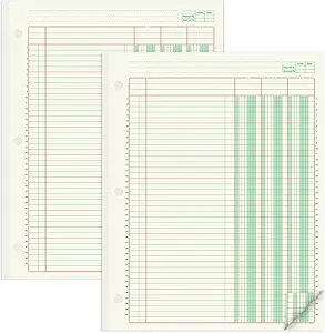 gisgfim 100 sheets columnar analysis pad 3 column ledger 3 hole punch accounting ledger book 8 1/2 x 11