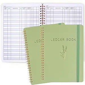 utron budget book 2pcs ledger book 5 8 x 8 3 beige accounting ledger book spiral design ledger book for