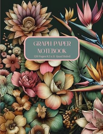 graph paper notebook vintage floral cover composition style grid notebook for school college and university