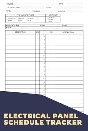 electrical panel schedule tracker a logbook to help you document and organize all the vital information