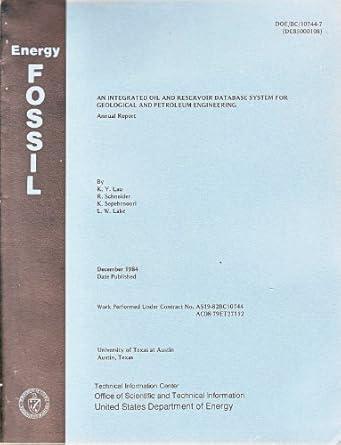 an integrated oil and reservoir database system for geological and petroleum engineering 1st edition k y lau