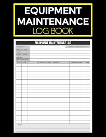equipment maintenance log book track repairs costs and service history ideal for small business owners