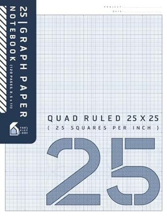 25 graph paper notebook quad ruled 25x25 minimalist graph paper for students and designer 8 5 x 11 120 pages