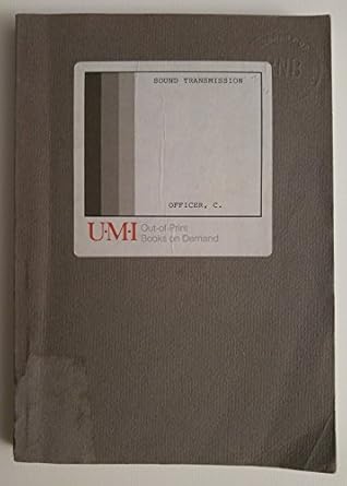 introduction to the theory of sound transmission with application to the ocean 1st edition charles brand