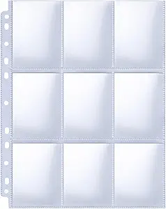 herkka trading card sleeve pages 100 pack 9 pocket album pages 11 holes fit 3 ring binder 1st edition herkka