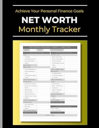 net worth monthly tracker achieve your personal finance goals a logbook to track your wealth record your