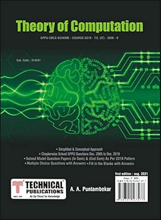 theory of computation for sppu 19 course 1st edition a a puntambekar b09n8yljlg, 978-9391567477