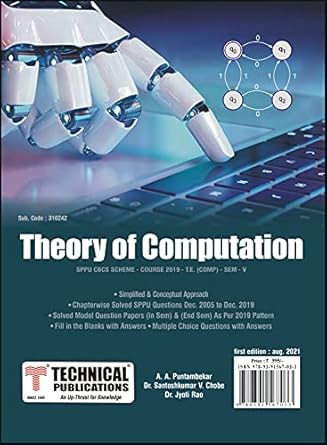 theory of computation for sppu 19 course 1st edition a a puntambekar ,dr santoshkumar chobe ,dr jyoti rao